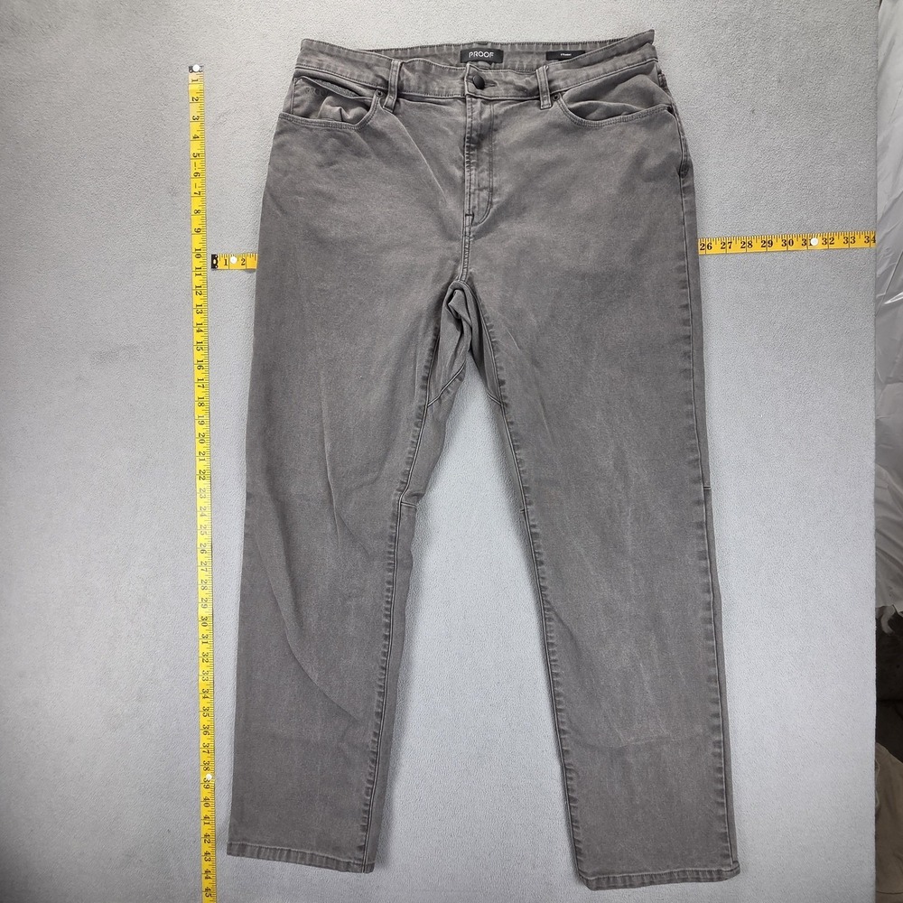 Proof Jeans Mens 36x32 Gray Straight Charcoal‎ Wash Stretch TruTemp365 Denim